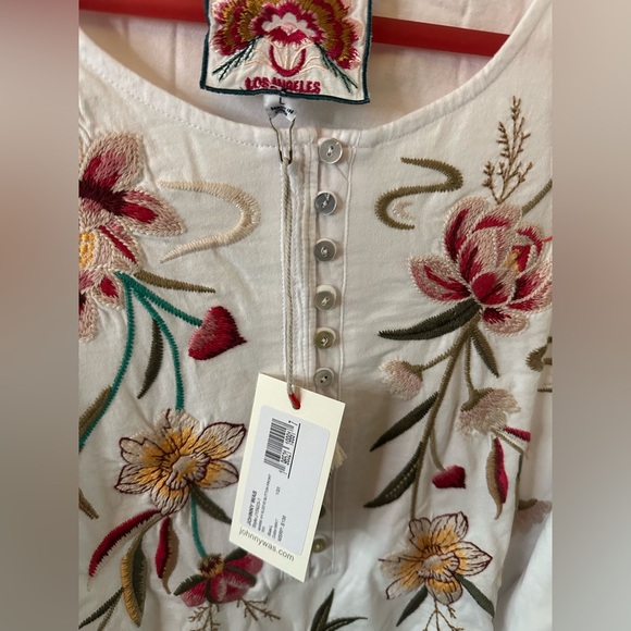 Johnny Was Maisie 3/4 Sleeve Button front Tee NWT women’s size L - Picture 3 of 5